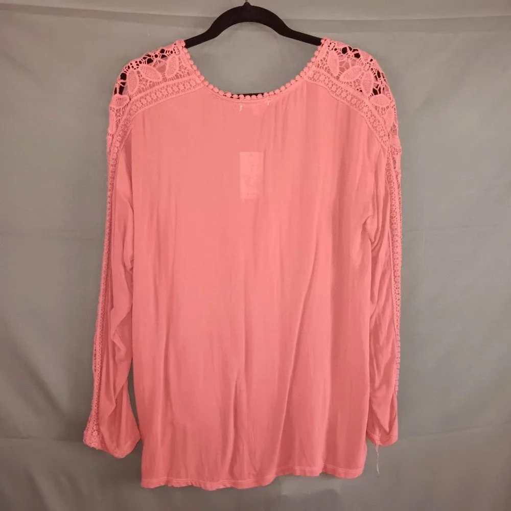 WOMEN'S RUST EMBROIDERED LONG SLEEVE SHIRT, NWT ADORABLE! - Picture 3 of 4